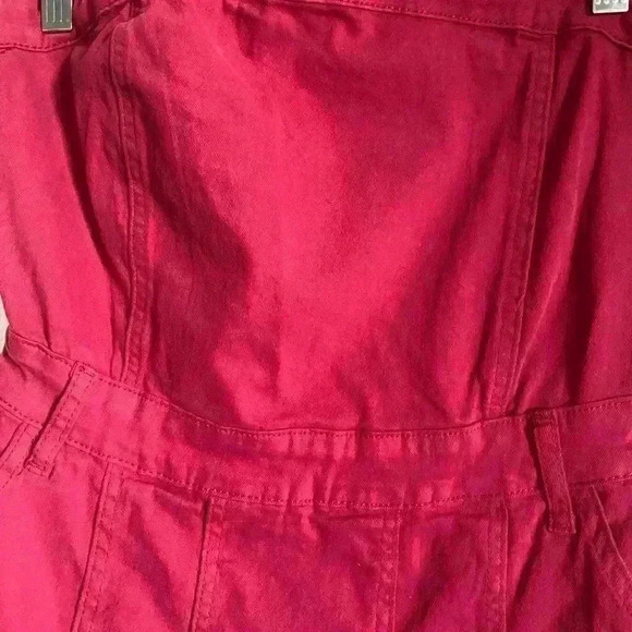 Hausen Malia Romper Dress Strapless Pleated Cranberry Red Playful Coquette L - Picture 6 of 13